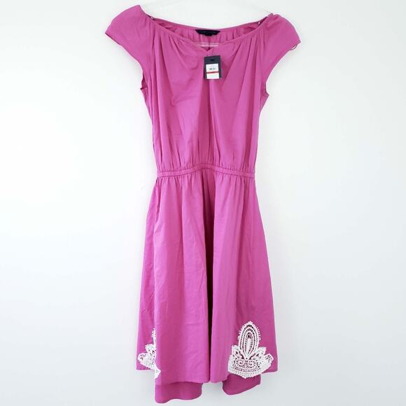 NWT Tommy Hilfiger Pink Summer Dress Lace Inlay XS - Picture 1 of 5